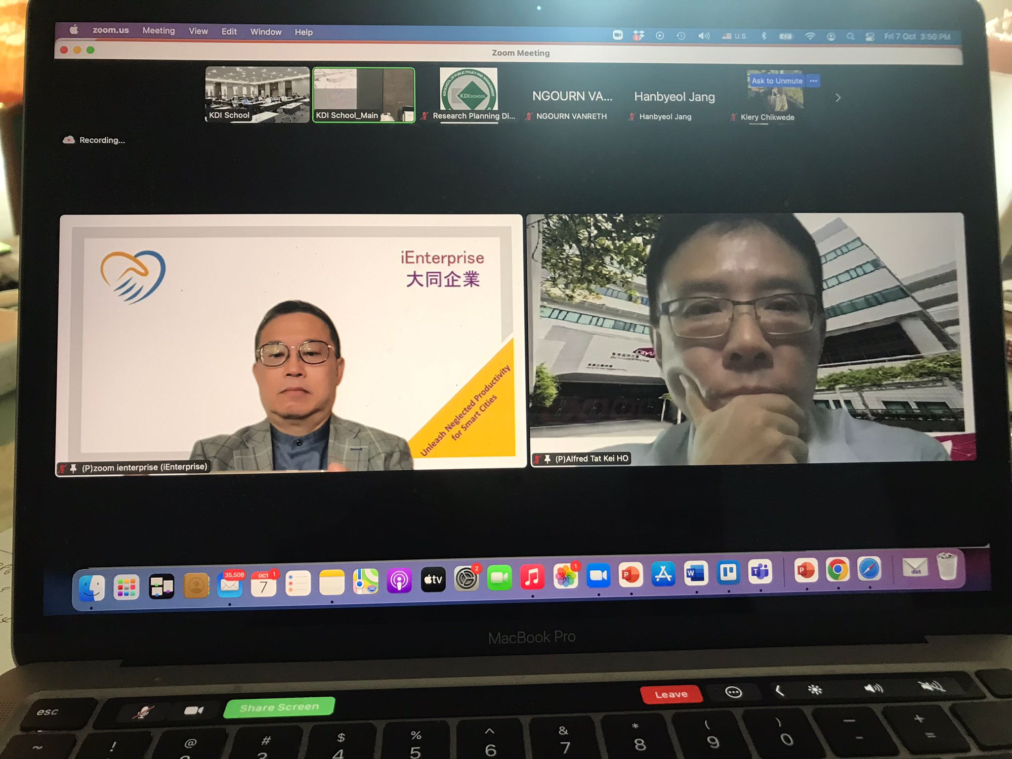 A screen capture of Dr. Ilex Lam during the conference.